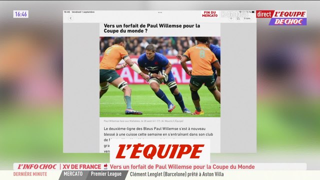 Vers un forfait de Paul Willemse pour la Coupe du monde ? - Rugby - CM 2023 - Bleus