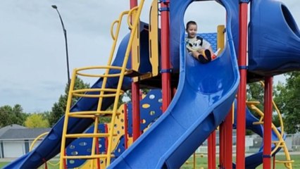 Boy's sliding adventure on rainy day goes downhill in the MOST CHAOTIC manner