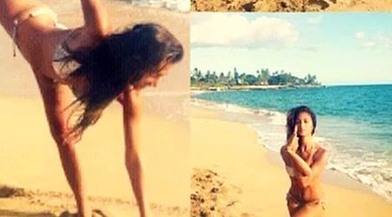 Nicole Scherzinger fait du yoga en tout petit bikini