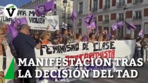 Manifestación feminista en Sol en contra de Rubiales tras la decisión del TAD