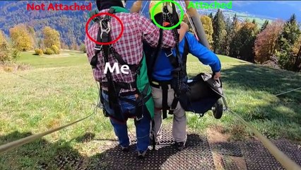 Vidéo choc : son harnais n'était pas attaché au deltaplane, cet homme a échappé au pire !
