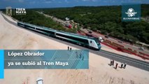 AMLO se sube al Tren Maya y realiza su primer recorrido de supervisión, viaja de Campeche a Mérida