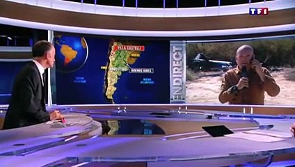 Louis Bodin s'exprime sur le crash en duplex sur TF1 devant la carcasse des hélicoptères