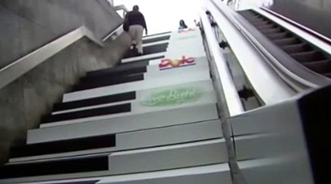 Un escalier transformé en piano !