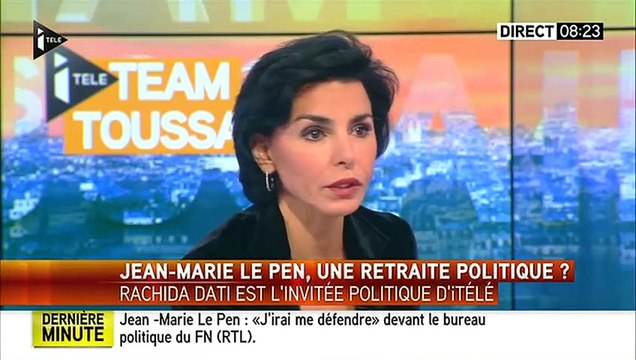 Rachida Dati sur iTélé : elle se plaint de venir aux aurores pour parler du FN, cette histoire familiale qui ne m'intéresse pas