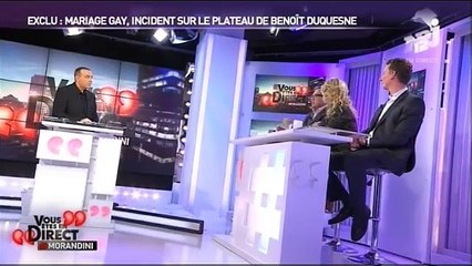 Benoît Duquesne interviewe avec Frigide Barjot dans le noir en novembre 2012