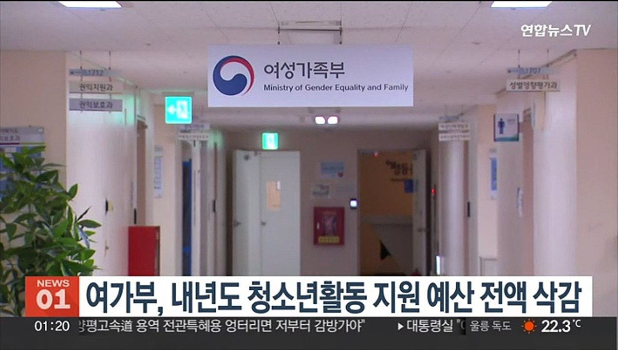여가부, 내년도 청소년활동 지원 예산 전액 삭감