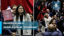 Se arma guerra de porras en Congreso de la Unión, unas a favor de Xóchitl y otras de AMLO