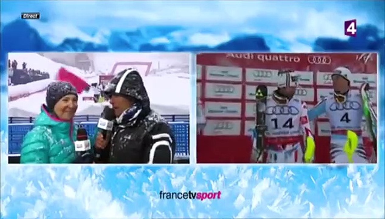 Gérard Holtz en larmes après la victoire de Jean-Baptiste Grange en slalom aux Mondiaux de ski