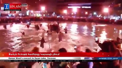 Kanye West se jette dans un lac pendant un concert surprise en Arménie