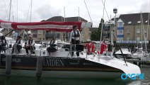 The iconic 'Maiden' and her all-female crew arrive at MDL's Ocean Village Marina in Southampton ahead of the start of the Ocean Globe Race on 10 September 2023.