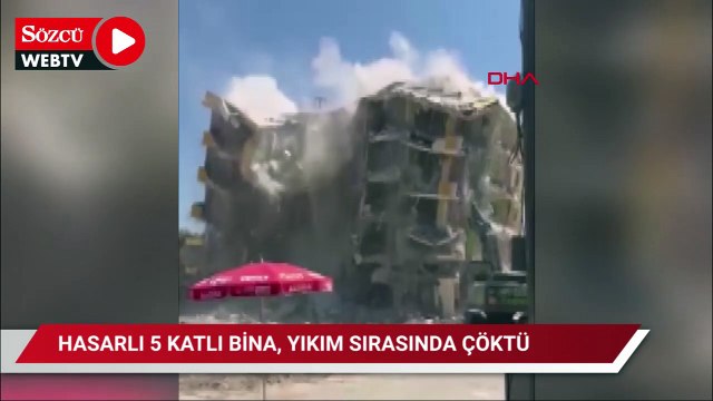 Gaziantep’te hasarlı 5 katlı bina, yıkım sırasında çöktü