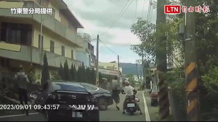 載遭通緝妻跑給警察追！毒蟲夫過彎撞LEXUS 賠了夫人又折兵(竹東警分局提供)