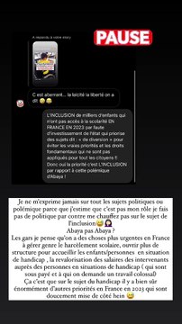 Sur Instagram, elle a affirmé qu'il y avait des sujets plus importants à traiter, comme celui de l'inclusion.