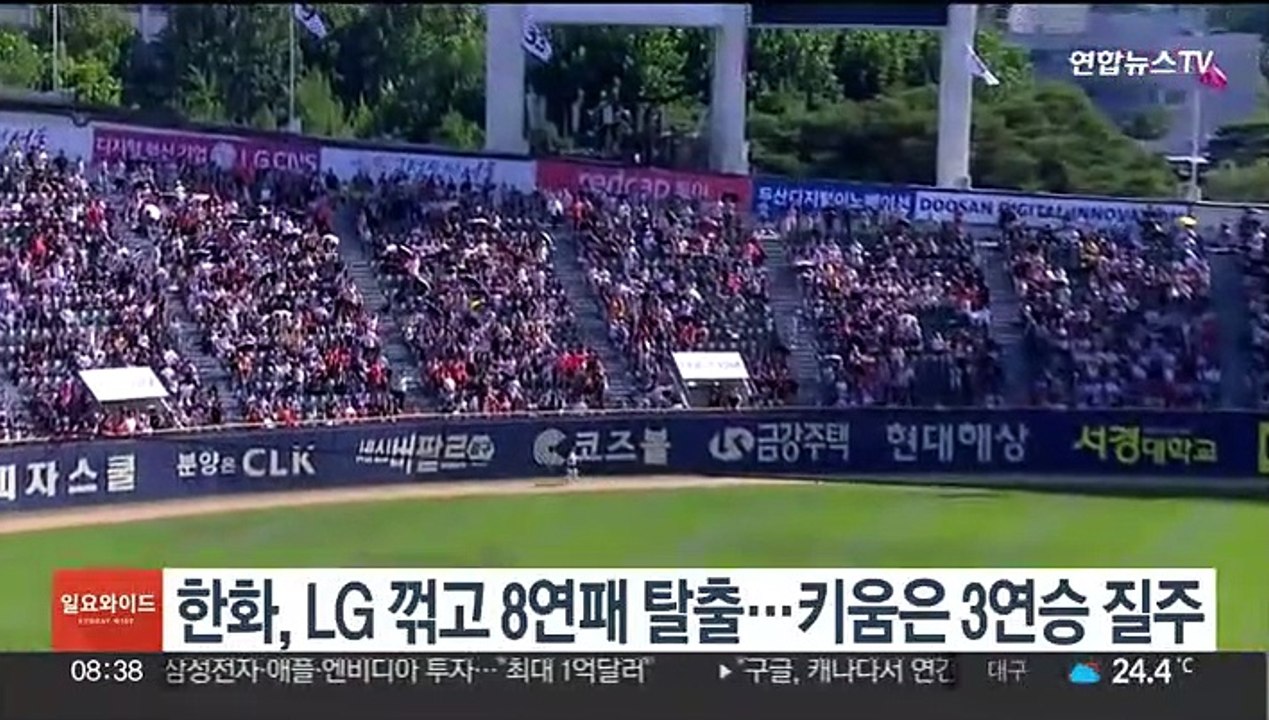 한화, LG 꺾고 8연패 탈출…키움은 3연승 질주
