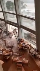 홍콩영화 '장풍'이냐...홍콩女 수십미터 날린 '시속 160km 태풍' [영상]