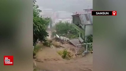 Samsun'u sel vurdu! Sokaklar göle döndü