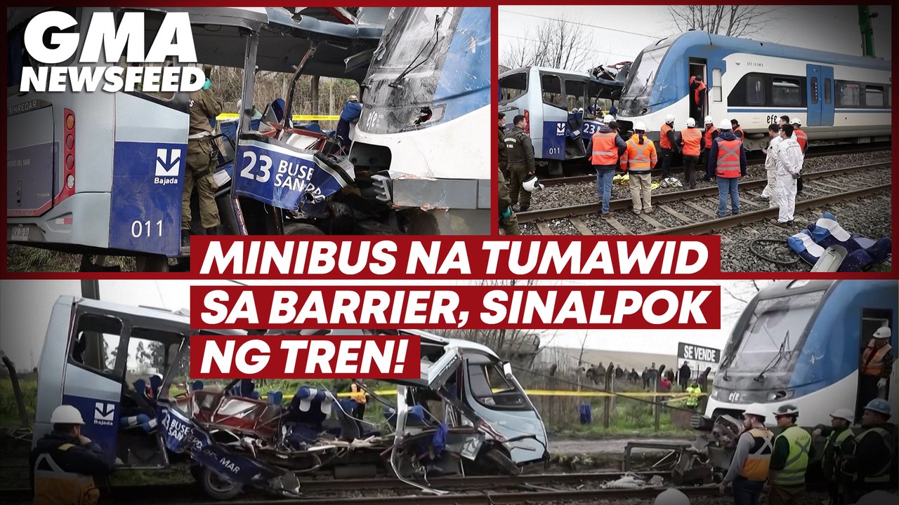Minibus na tumawid sa barrier, sinalpok ng tren! | GMA News Feed