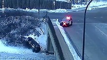 Teens drive car off overpass to escape police during high-speed chase _ USA TODAY #Shorts