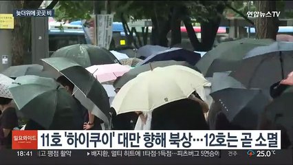 비껴 간 태풍 11·12호 간접 영향 비…늦더위도 기승