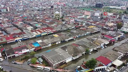 Samsun'u sel vurdu, yaşanan tahribat havadan görüntülendi