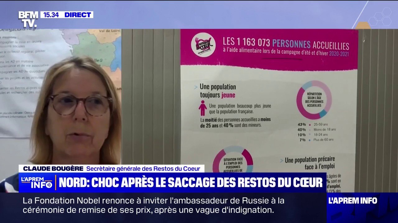 Site des Restos du cœur saccagé dans le Nord: Claude Bougère, secrétaire générale de l'association, exprime son "indignation" et sa "colère"