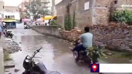 रिमझिम बारिश ने नगर परिषद की खोली पोल, सड़क पर हुआ जल जमाव