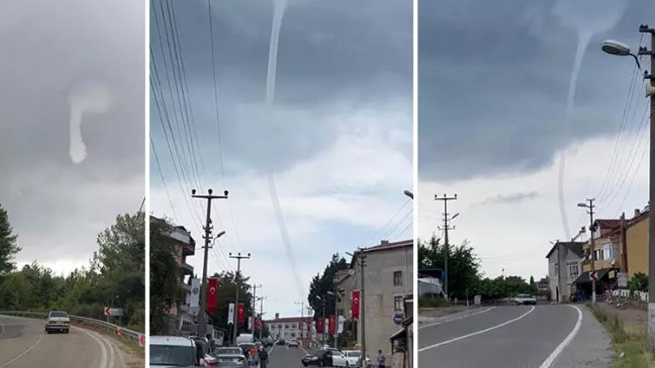 Bartın açıklarında, karaya yakın noktada çıkan hortum kamerada