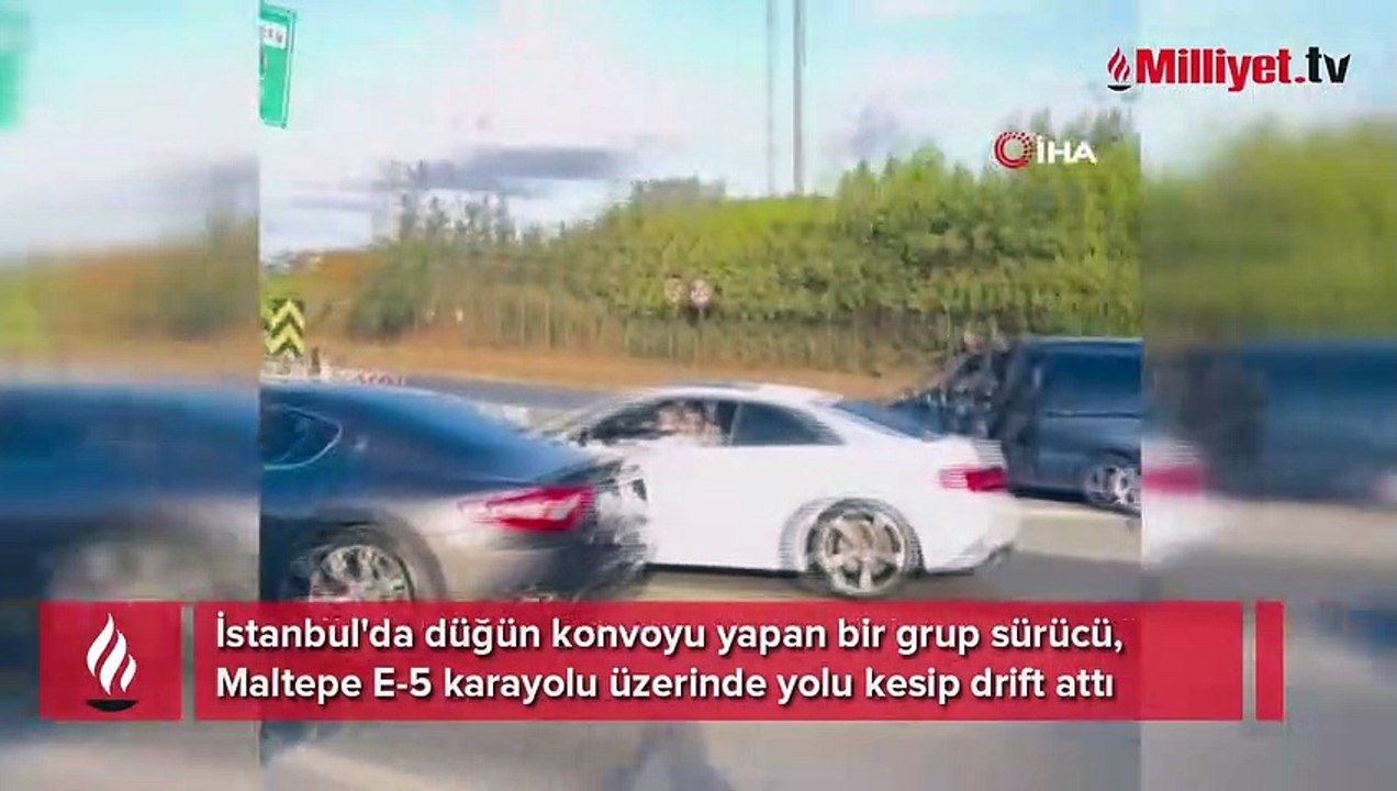 İstanbul'da düğün terörü! Otobanda yol kesip drift attılar
