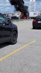 Firetruck Responds To Burning Semi