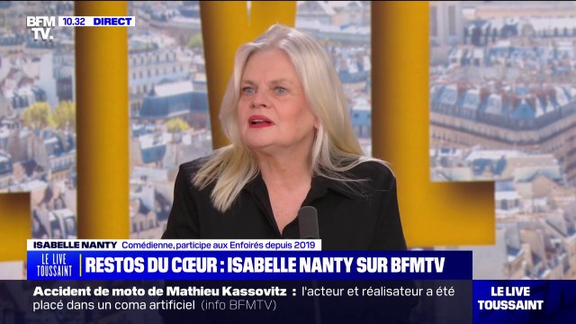 Il y a 35 ans, Coluche a créé les Restos du cœur comme solution provisoire [...] Aujourd'hui, ils couvrent 35% de l'aide alimentaire affirme Isabelle Nanty, comédienne