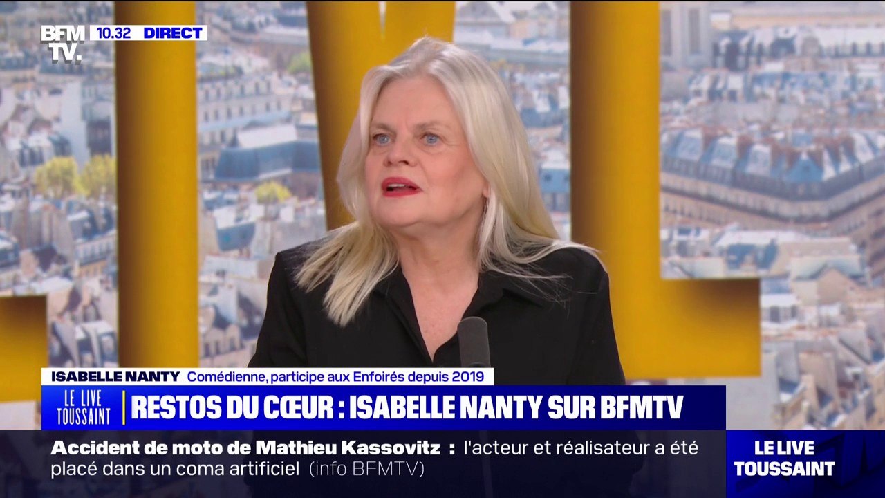 "Il y a 35 ans, Coluche a créé les Restos du cœur comme solution provisoire [...] Aujourd'hui, ils couvrent 35% de l'aide alimentaire" affirme Isabelle Nanty, comédienne