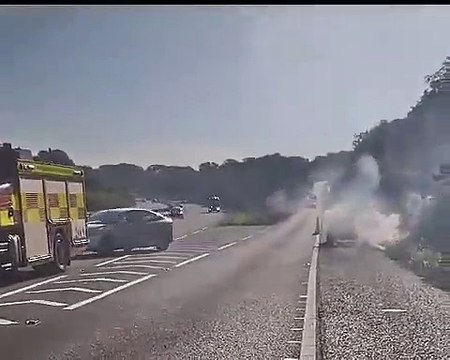 A27 emergency incident: Watch as smoke billows after vehicle fire