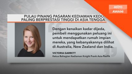 Pulau Pinang pasaran kediaman kedua paling berprestasi tinggi di Asia Tenggara