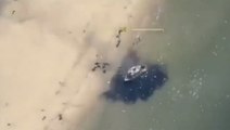 Moment Ukrainian kamikaze drone destroys Russian boat as sea war intensifies