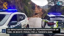 Las impactantes imágenes del desprendimiento de un túnel en Beceite (Teruel) por la tormenta DANA