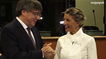 Download Video: Yolanda Díaz se reúne en Bruselas con Carles Puigdemont para negociar la investidura de Sánchez