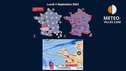 prévisions météo villes de lundi 4 septembre 2023
