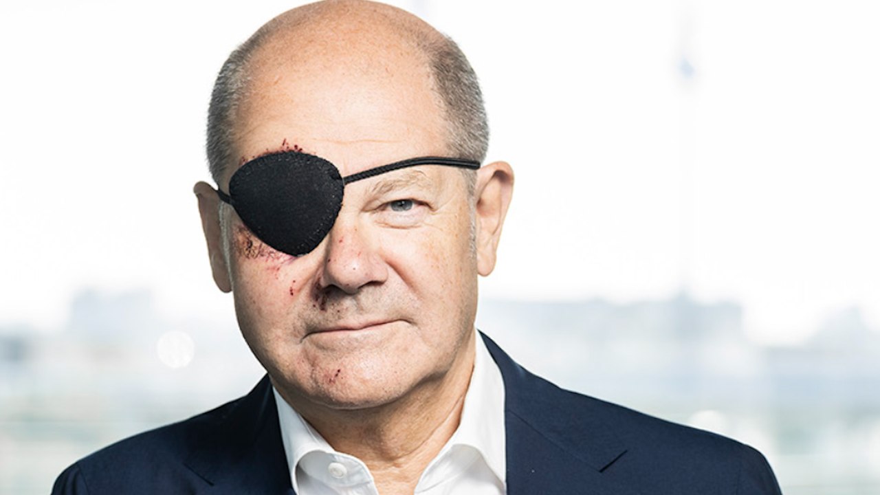 Bandeau sur l’œil, le chancelier allemand Olaf Scholz réagit avec humour après sa chute