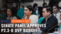 Senate panel approves P2.3-B OVP budget, including P500-M confidential fundsSenate panel approves P2.3-B OVP budget, including P500-M confidential funds