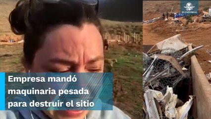Aplastan con máquinas albergue con animales vivos dentro en Baja California