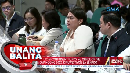 Paglipat ng P221.42-M contingent funds ng office of the president sa OVP noong 2022, kinuwestiyon sa senado | UB