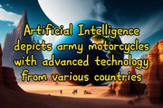 Artificial Intelligence depicts army motorcycles with advanced technology from various countries