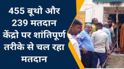 घोसी में मतदान के लिए लगी लंबी लंबी कतारें, बुजुर्ग मतदाताओं में खासा उत्साह
