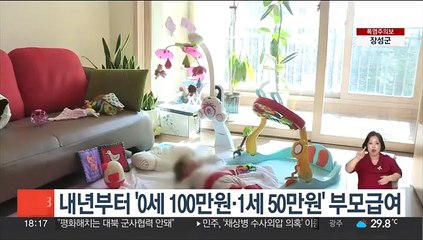 내년부터 '0세 100만원·1세 50만원' 부모급여