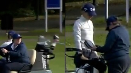 ‘She’s absolutely fuming’: Golfer’s anger at driver after club snaps on way to playoff hole