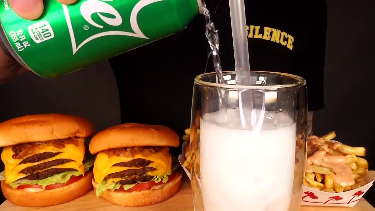ASMR TRIPLE CHEESEBURGERS & ANIMAL STYLE FRIES MUKBANG (No Talking) EATING SOUNDS _ Zach Choi ASMR