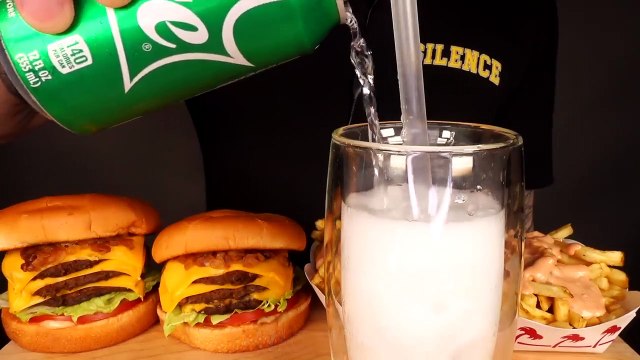 ASMR TRIPLE CHEESEBURGERS & ANIMAL STYLE FRIES MUKBANG (No Talking) EATING SOUNDS _ Zach Choi ASMR