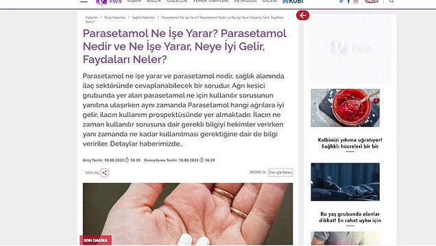 Parasetamol Ne İşe Yarar Parasetamol Nedir ve Ne İşe Yarar, Neye İyi Gelir, Faydaları Neler