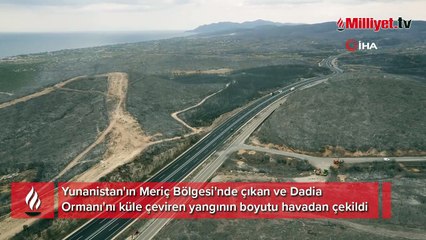 Yunanistan'daki yangın felaketinin boyutu havadan görüntülendi
